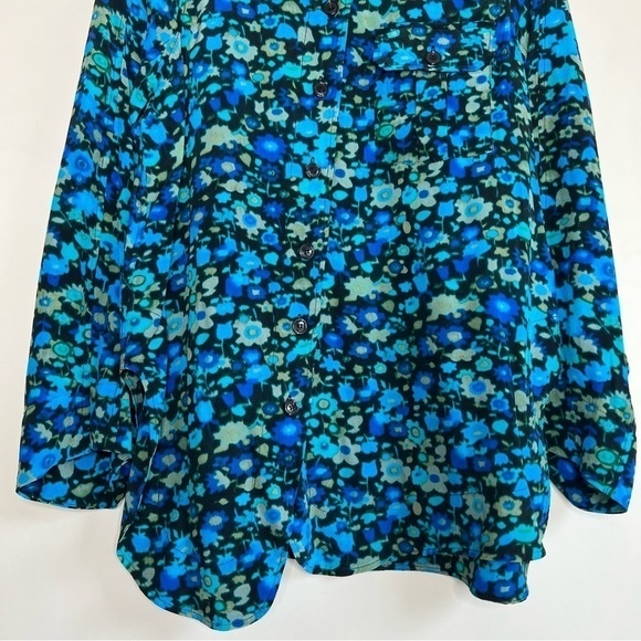 Ganni Floral Blouse in Azure Blue - Picture 5 of 16